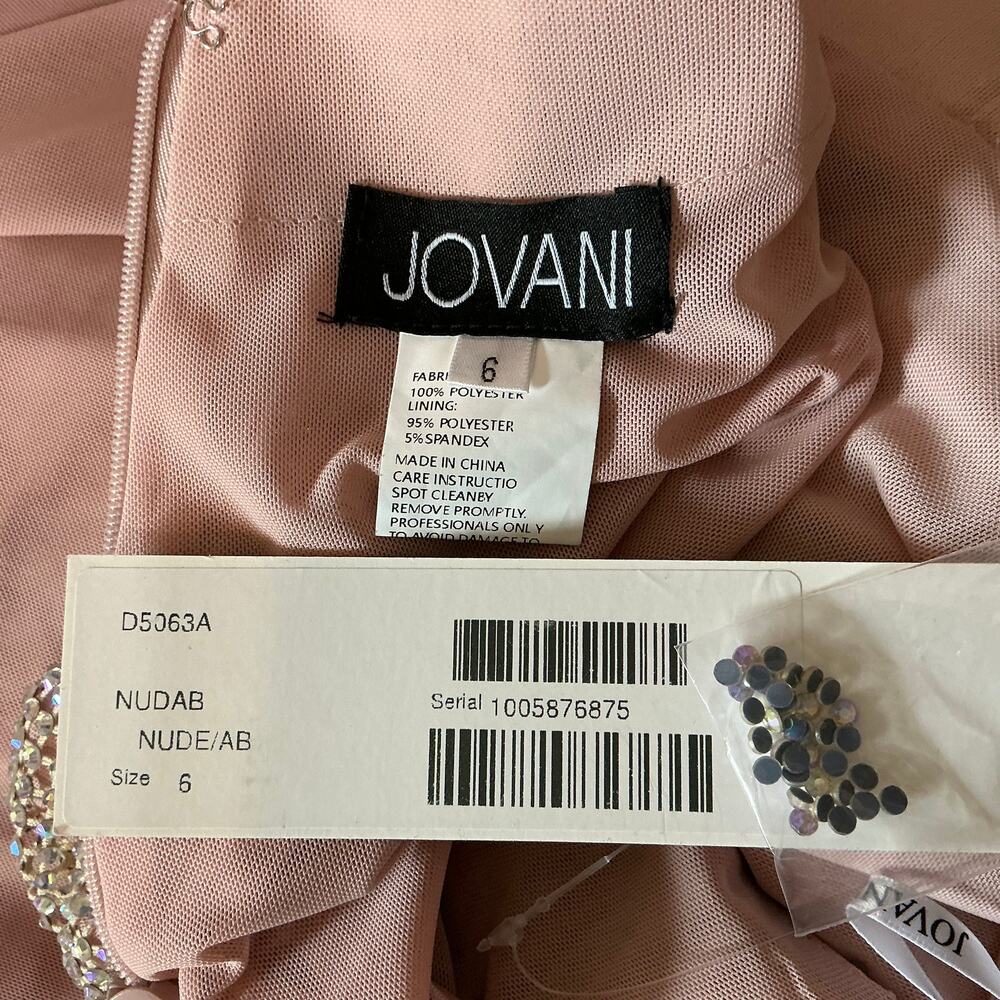 Jovani D5063 Pink Beaded Backless Column Evening Gown Thigh Slit Size 6 Dress - Picture 10 of 11
